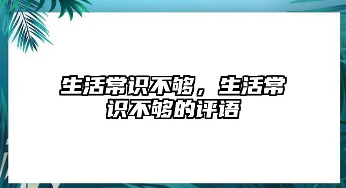 生活常识不够,生活常识不够的评语