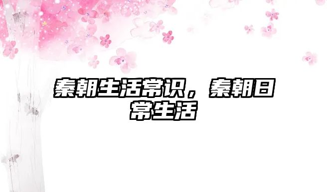 秦朝生活常识，秦朝日常生活